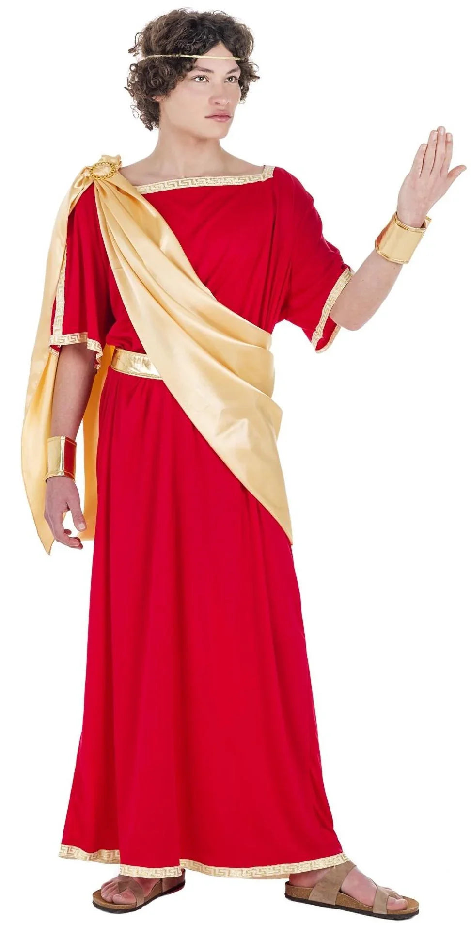 Disfraz de Príncipe Romano Granate y Dorado para Hombre Damas Romanas y Griegas Kimokawaii